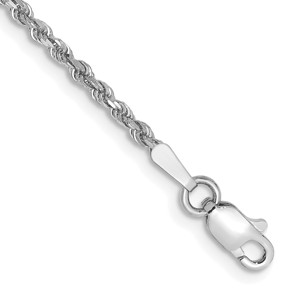 014W-7-14.jpg 14K White Gold 1.75mm Diamond-cut Rope with Lobster Clasp Anklet - Image 1