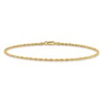 14K 2mm Diamond-cut Rope with Lobster Clasp Anklet - Image 3