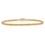 14K 2.25mm Diamond-cut Rope with Lobster Clasp Anklet - Image 4