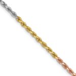 14K Tri-colored 2.5mm Diamond-cut Rope with Lobster Clasp Chain