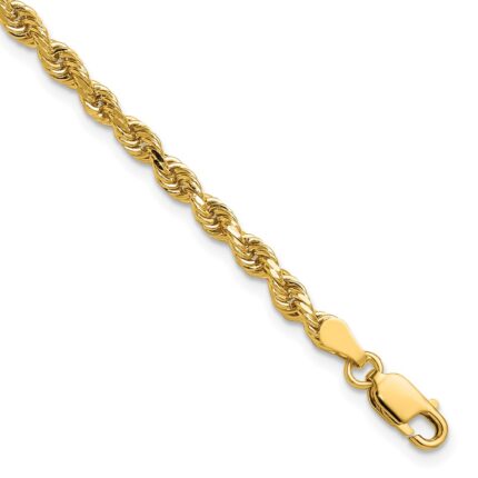 14K 3.25mm Diamond-cut Rope with Lobster Clasp Chain