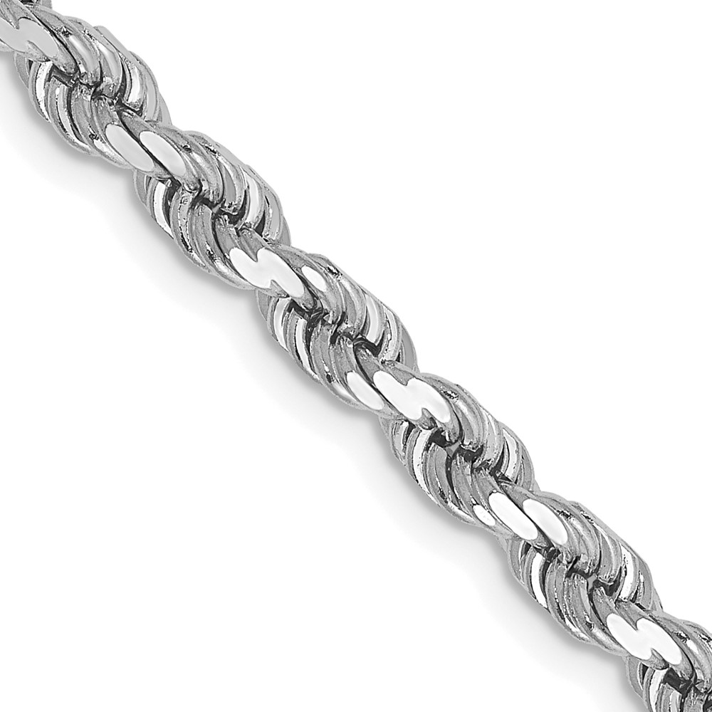 030W.jpg 14K White Gold 4mm Diamond-cut Rope with Lobster Clasp Chain - Image 1