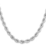 14k WG 6.5mm  D/C Rope with Fancy Lobster Clasp Chain - Image 2