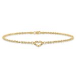 10k Diamond-cut Open Heart and Rope Chain Anklet - Image 4
