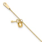 10k Heart and Key Dangle Plus Extender - Total Anklet