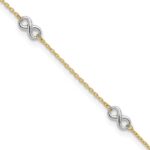 10K Two-tone Polished Infinity 5-Station Plus Extender - Total Anklet
