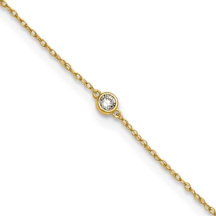 10k Polished Bezel-set 3.7mm CZ Anklet