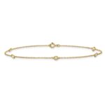 10k Polished Bezel-set 3.8mm CZ 5-Station Anklet - Image 3