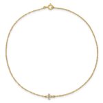 10k Polished CZ Cross Anklet - Image 4