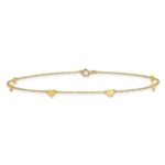 10k Polished Heart 6-Station Anklet - Image 3