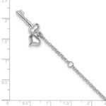 10k White Gold Heart and Key Dangle Plus Extender - Total Anklet - Image 6
