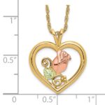10k Tri-Color Black Hills Gold Rose in Heart Necklace - Image 3