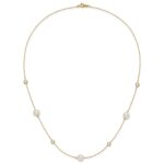 10K Polished CZ and 7-8mm FWC Pearl 7 Station Necklace - Image 5