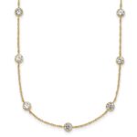 10k Polished Bezel-set Round CZ 9-Station 17.Necklace