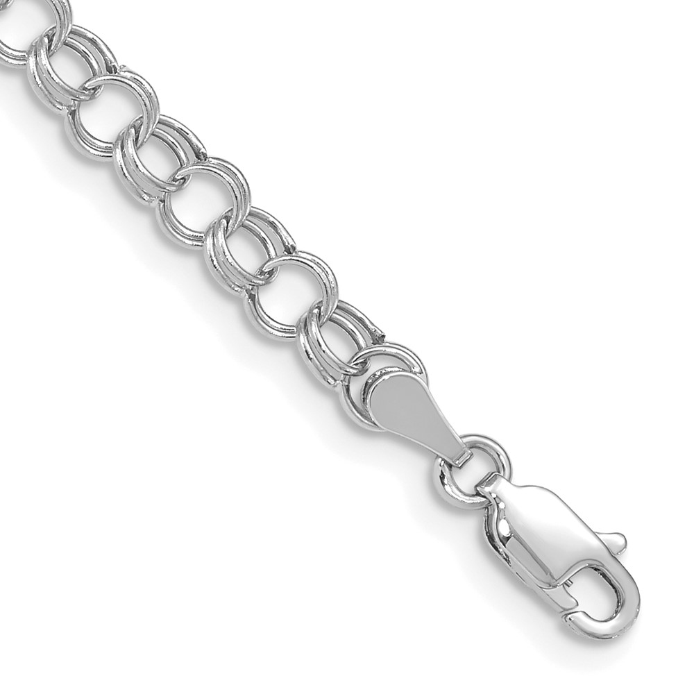 10DO540W-7.jpg 10k White Gold Hollow Double Link Charm Bracelet - Image 1