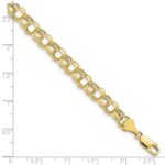 10k 7in 6.5mm Hollow Diamond-cut Double Link Charm Bracelet - Image 3