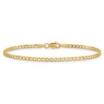 10k 2.2mm Flat Beveled Curb Chain Anklet - Image 3