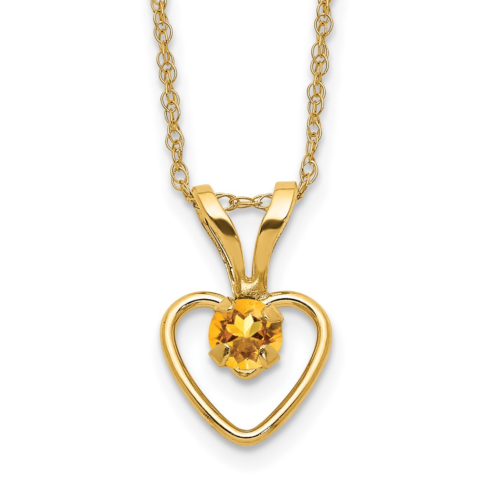 10GK413-15.jpg 10k Madi K 3mm Citrine Heart Birthstone Necklace - Image 1