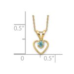 10k Madi K 3mm Blue Zircon Heart Birthstone Necklace - Image 3