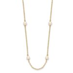 10k 4-5mm White Near Round Freshwater Cultured Pearl 8-station Necklace - Image 2