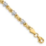 10k w/Rhodium Polished Heart and X Bracelet