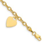 10k Polished Engravable 10.5mm Heart Disc Anklet