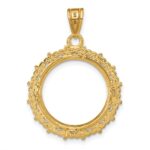 Wideband Distinguished Coin Jewelry 14k Polished Fancy 16.5mm Prong Coin Bezel Pendant - Image 3