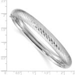 14k White Gold 5/16 Polished Textured 8.00mm Hinged Oval Bangle Bracelet - Image 3