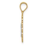 14K Two-tone and White Rhodium Solid Spanish Baptism Mi Bautizo Oval Pendant - Image 2