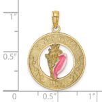 14K ANTIGUA W.I. Circle with Pink and White Enamel Conch Shell Charm - Image 3