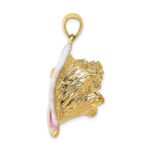 14K 3-D Pink and White Enamel Large Conch Shell Charm - Image 2