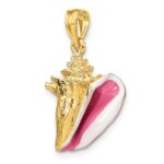 14K 3-D Pink and White Enamel Conch Shell Charm - Image 4