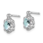 Sterling Silver Rhodium-plated Aquamarine & Diam. Earrings - Image 2