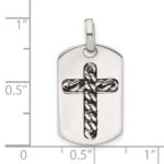 Sterling Silver Antiqued Chain Inlay Cross Dog Tag - Image 4