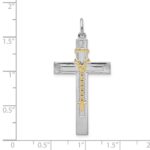 Sterling Silver Platinum-plated & Gold-tone Rosary on Cross Pendant - Image 4