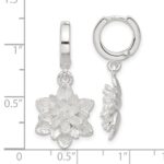 Sterling Silver Lotus Flower Dangle Hinged Hoop Earrings - Image 4
