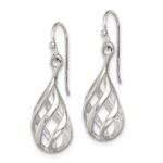 Sterling Silver Polished Fancy Twisted Teardrop Dangle Earrings - Image 2