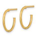 14k Polished 1.2 x 14mm Diamond-cut Solid C-Hoop Post Earrings - Image 2