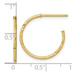 14k Polished 1.2 x 20mm Diamond-cut Solid C-Hoop Post Earrings - Image 3