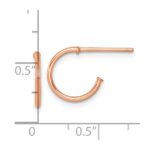 14k Rose Gold Polished 1.2 x 12mm Solid C-Hoop Post Earrings - Image 3