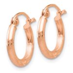 14k Rose Gold Lightweight Satin Diamond Cut Hoop Earrings - Image 2