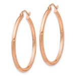 14k Rose Gold Lightweight Satin Diamond Cut Hoop Earrings - Image 2