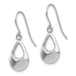14k White Gold Teardrop Hollow Dangle Earrings - Image 2