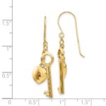 14K Gold Puff Heart Lock and Key Earrings - Image 4