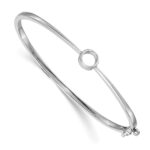 14k White Gold Holds 1 carat 6.0mm Round Stone Hinged Oval Bangle Bracelet Mounting - Image 2