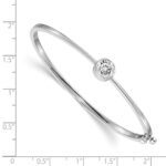 14k White Gold Holds 1 carat 6.5mm Round Stone Hinged Oval Bangle Bracelet Mounting - Image 3