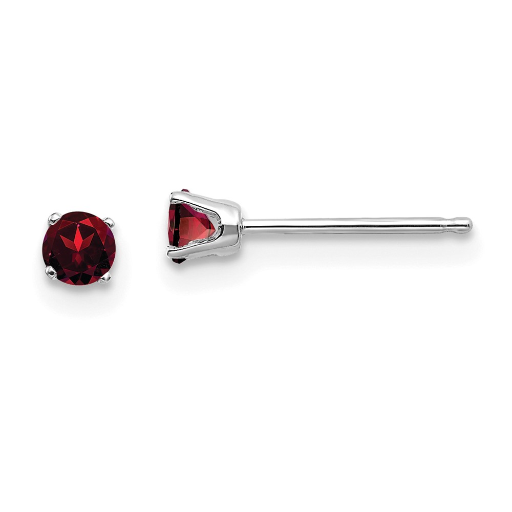 XBE109-1.jpg 14k White Gold 3mm Round January/Garnet Stud Earrings - Image 1