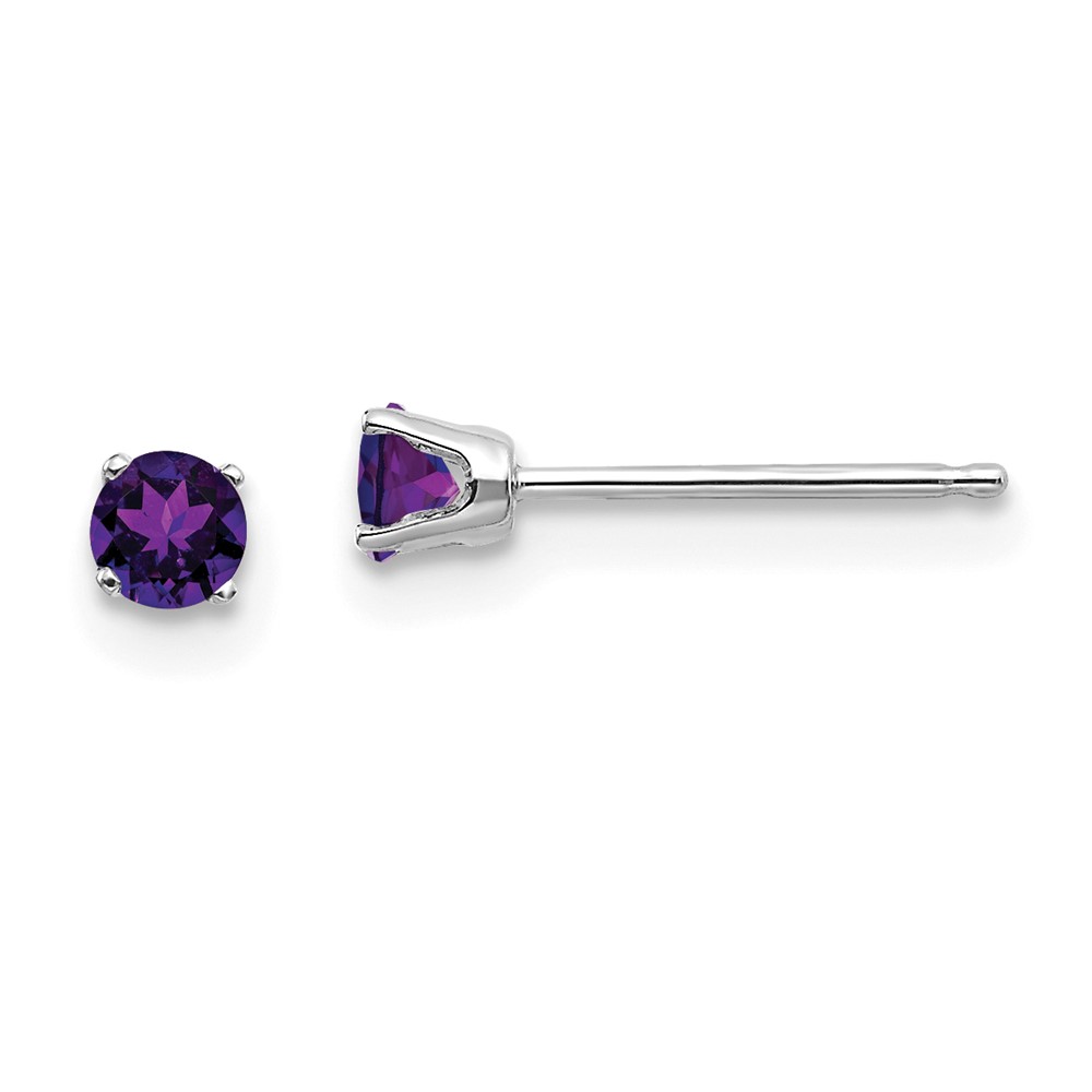 XBE110-1.jpg 14k White Gold 3mm Round February/Amethyst Stud Earrings - Image 1