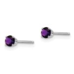 14k White Gold 3mm Round February/Amethyst Stud Earrings - Image 2