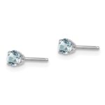 14k White Gold 3mm Round March/Aquamarine Stud Earrings - Image 2